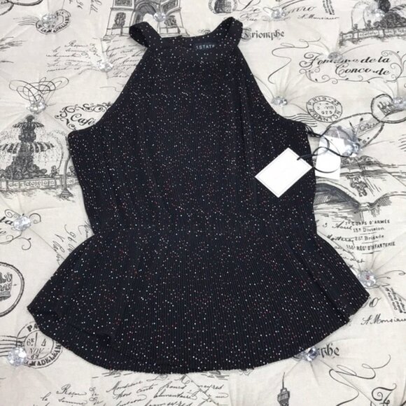 1.state Pleated Dot-Print Halter Top - Picture 3 of 7